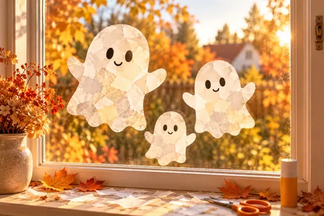 Gespenster-Fensterbilder aus Transparentpapier: mit drei kostenlosen Schablonen