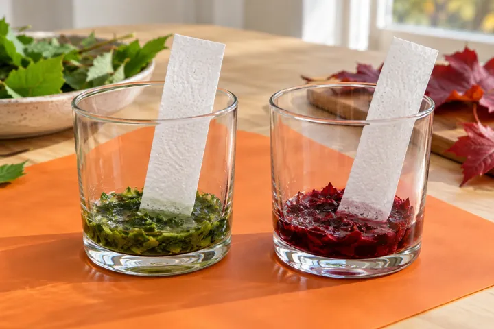 Blätter-Experiment mit Wasser und Küchenpapier